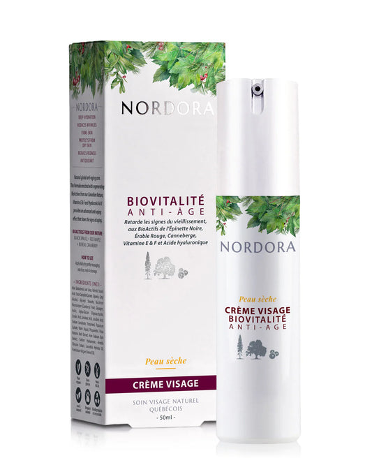 Crème visage anti-âge pour peau sèche BioVitalité de la marque canadienne Nordora