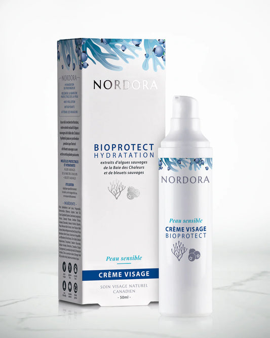 Crème visage hydratante BioProtect pour peau sensible de la marque canadienne Nordora